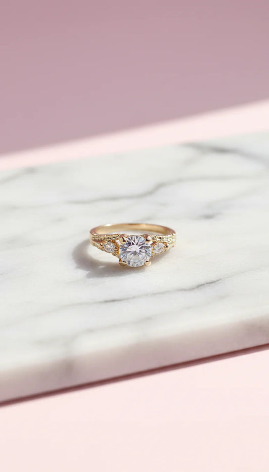 Crystal Round Cut Ring silver Box set of 12