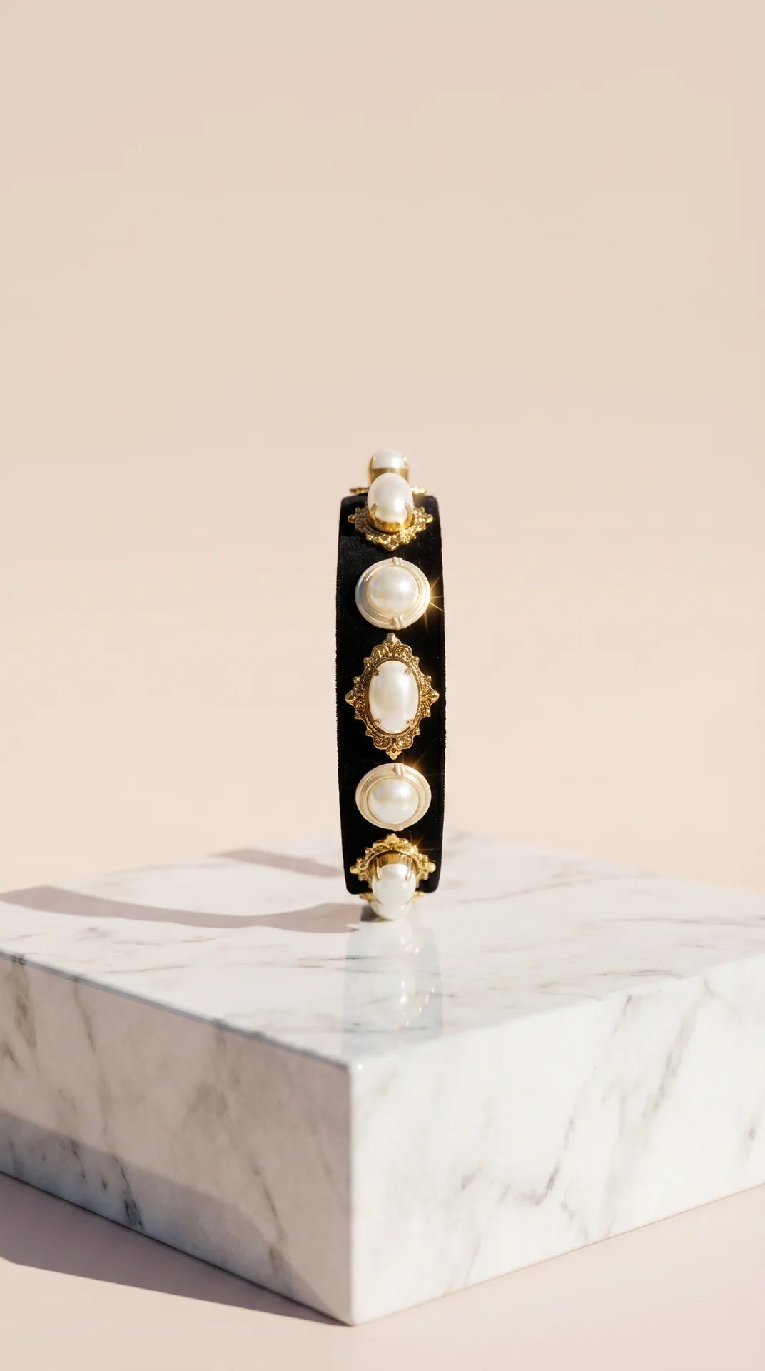 Women’s Black Velvet Pearl Statement Headband & Hair Band