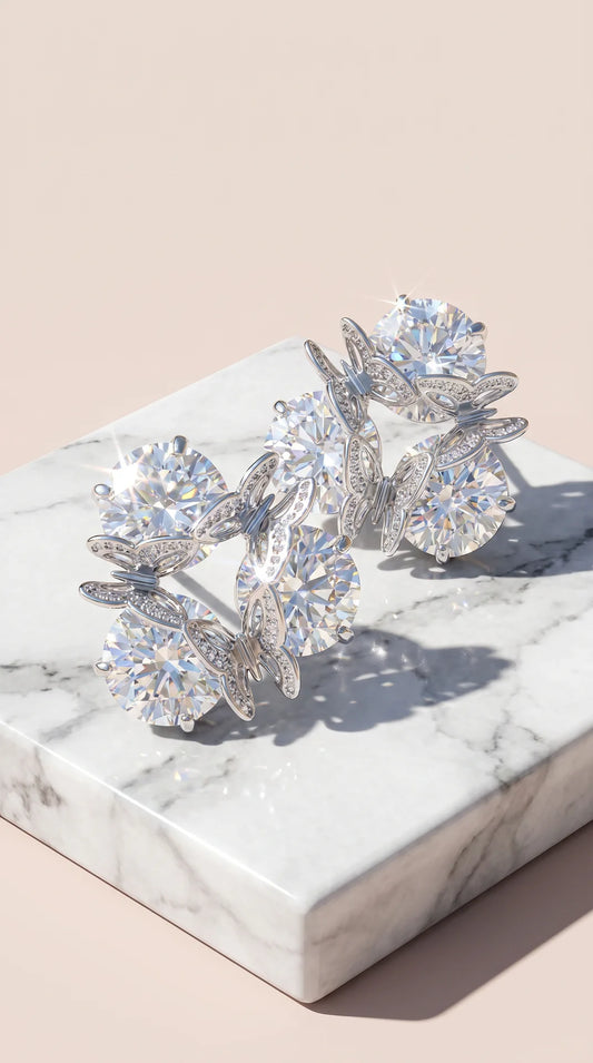 Layered Butterfly Crystal Stud Earrings