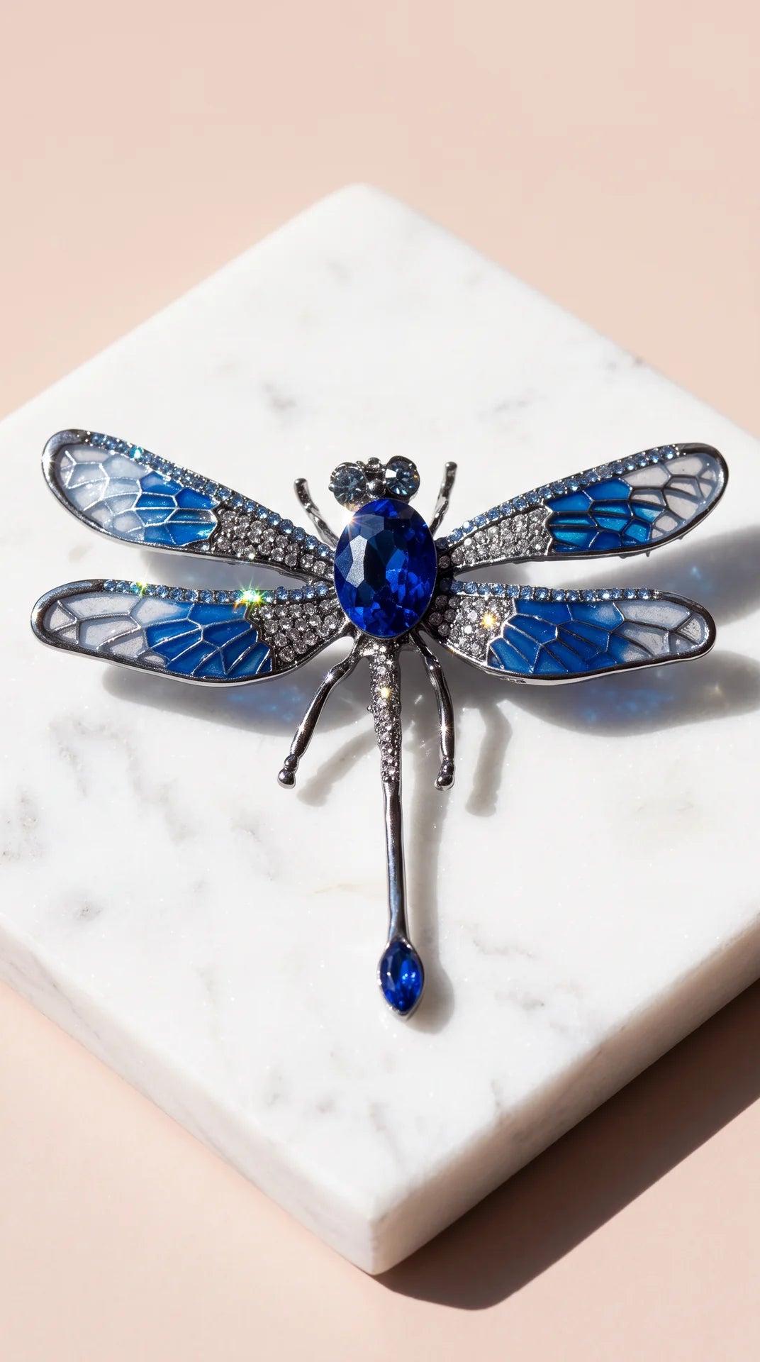 Crystal Dragonfly Oversized Statement Brooch Pin