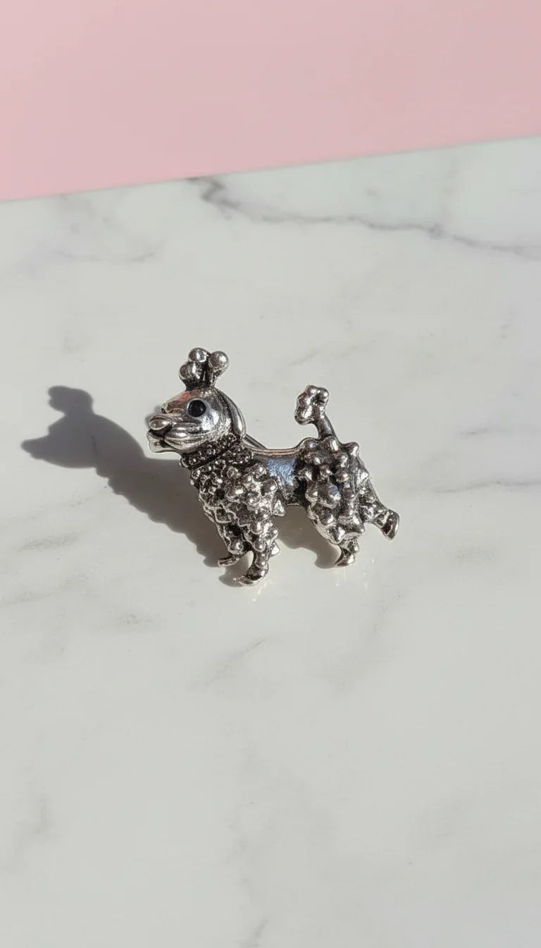 Poodle With Jewelled Collar Brooch Pin