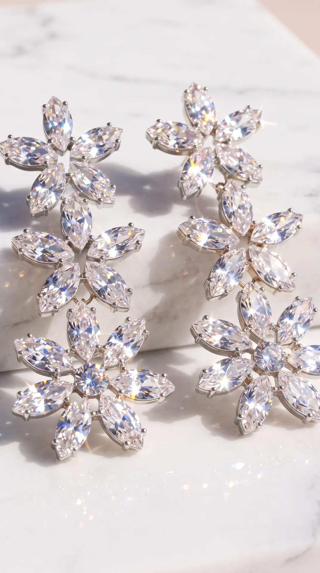 Flower Crystal Drop & Dangle Statement Earrings