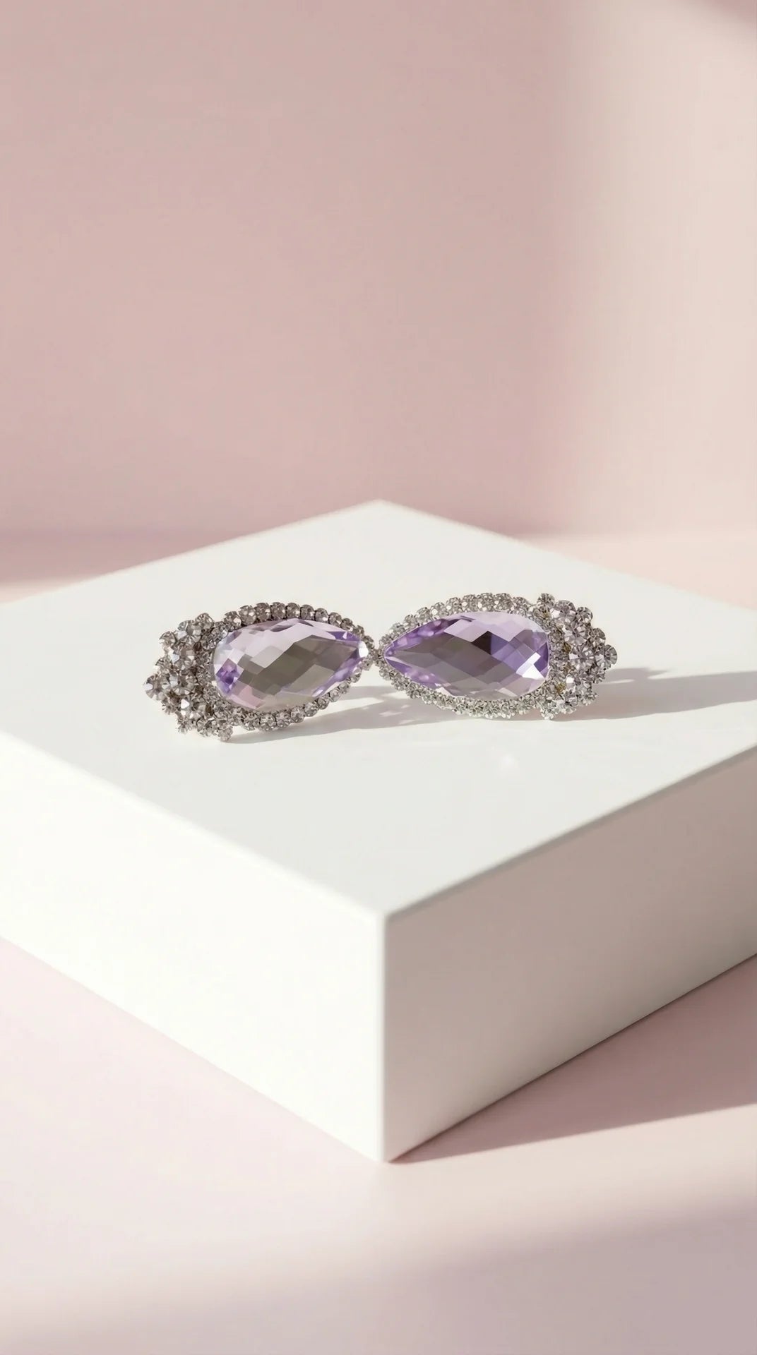 Mirrored Oval Crystal Non Pierced Clip On Earrings