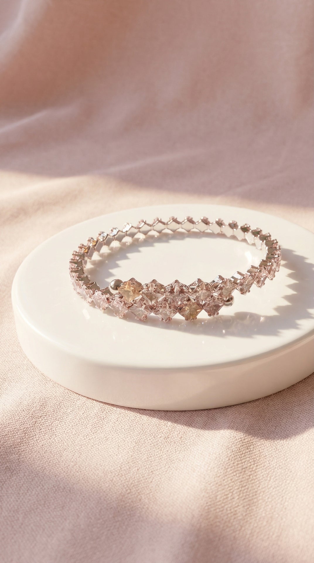 Stretchy Square Cut Crystal Snap On Cuff