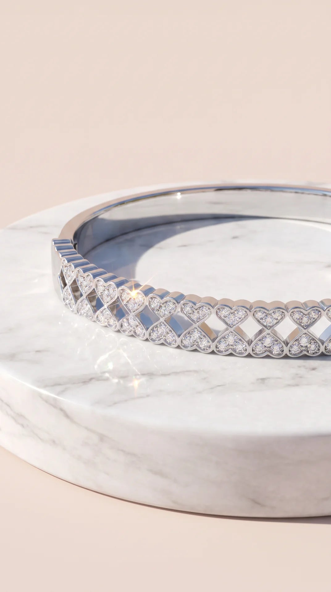 Heart Link Crystal Bangle