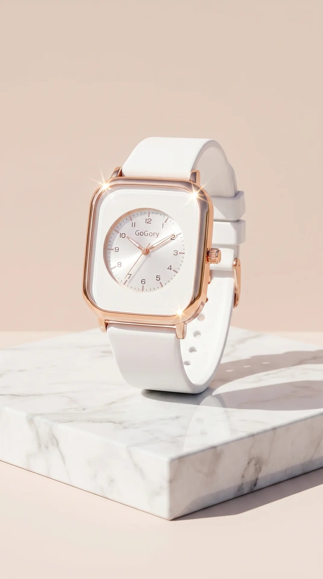 Square Gold Face Silicone Popper Closure Watch