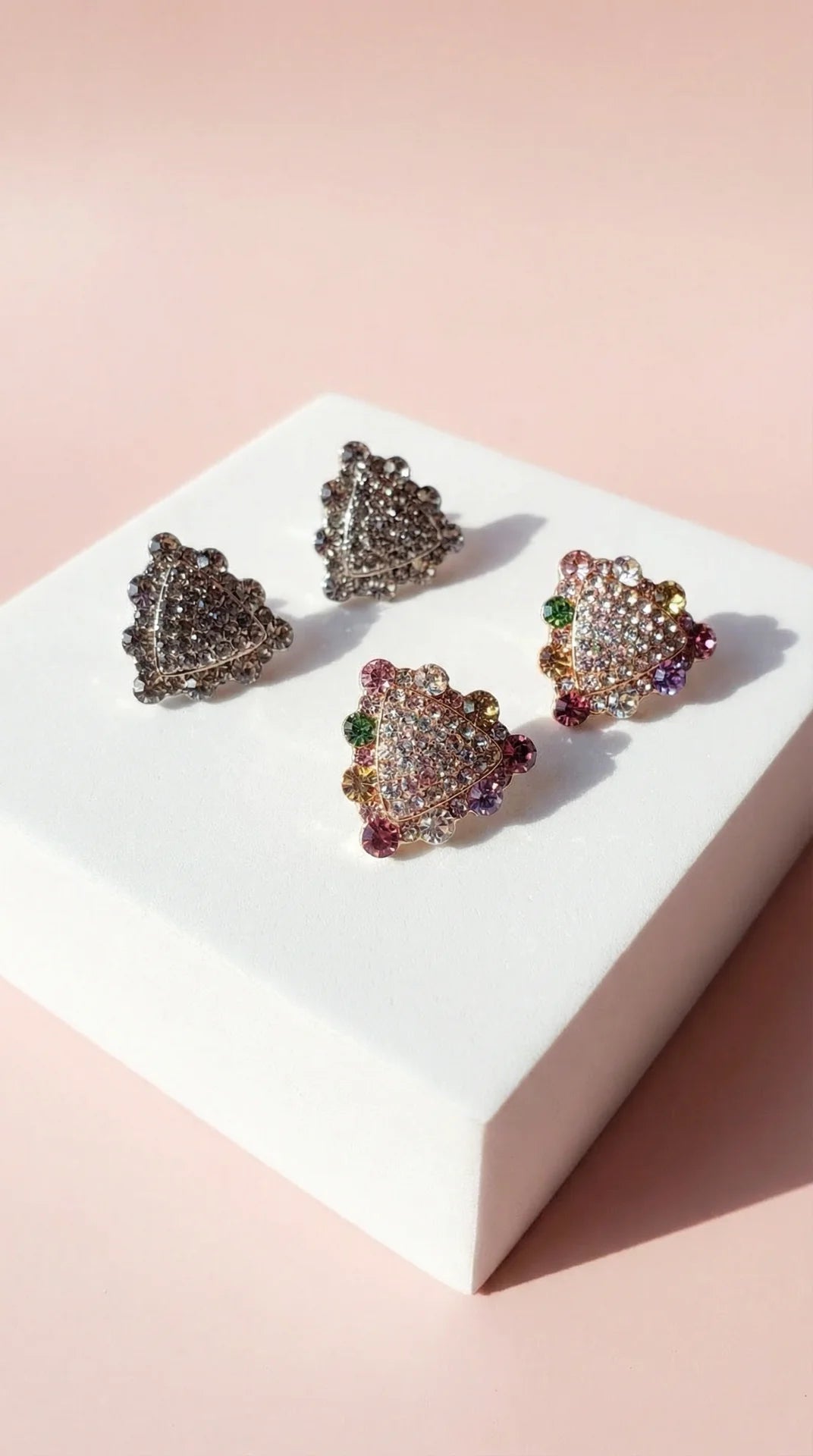 Geometric Crystal Non Pierced Clip On Earrings