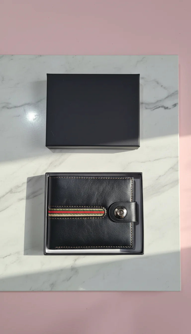 Paneled Men's Wallet With Gift Box