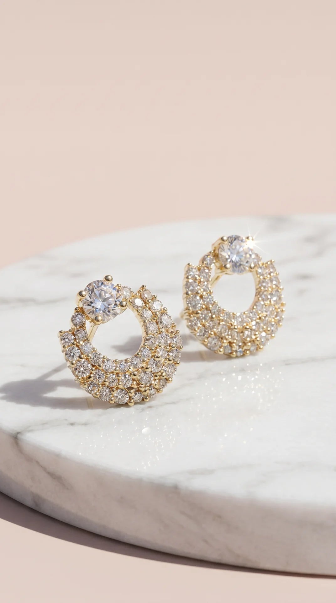 Gold Plated Crystal Curved Stud Earrings