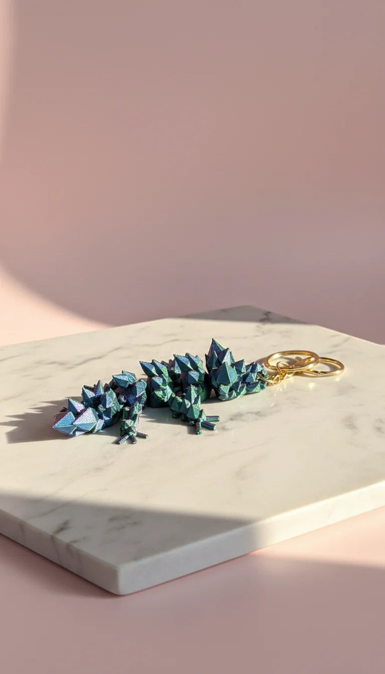 3D Printed Articulated Fantasy Monster : Bioplastic Fidget Key Ring