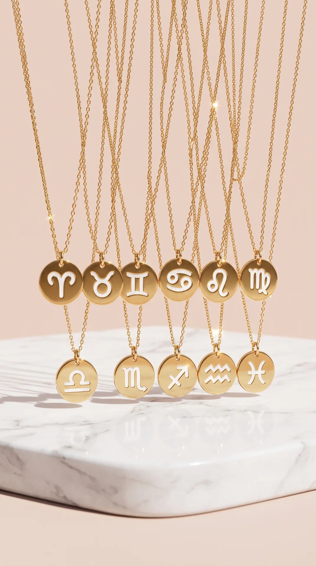Zodiac Sign Coin Pendant Necklace