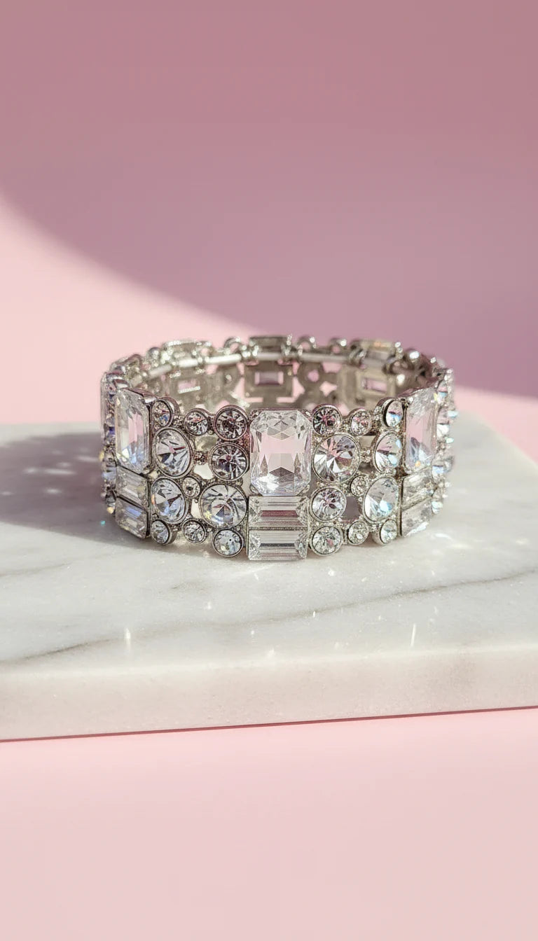 Chunky Mirrored Stretchy Crystal Bracelet