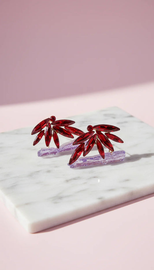 Feathered Crystal Stud Earrings