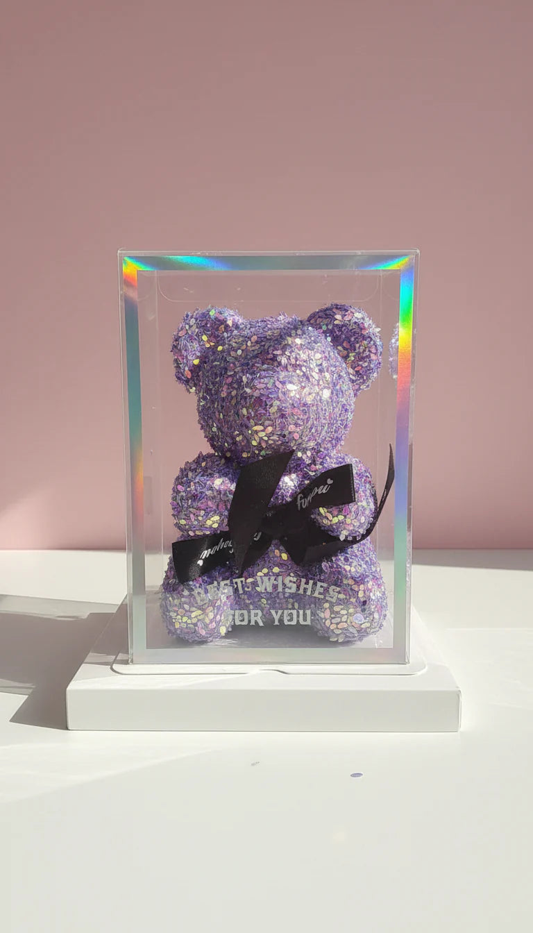 Crystal Glitter Teddy Bear Figurine With Gift Box