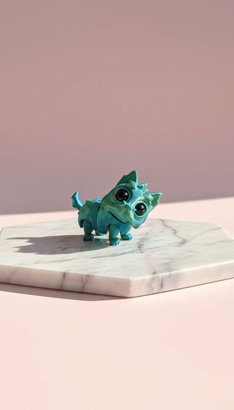 3D Printed Articulated Fantasy Dog : Bioplastic Fidget Key Ring