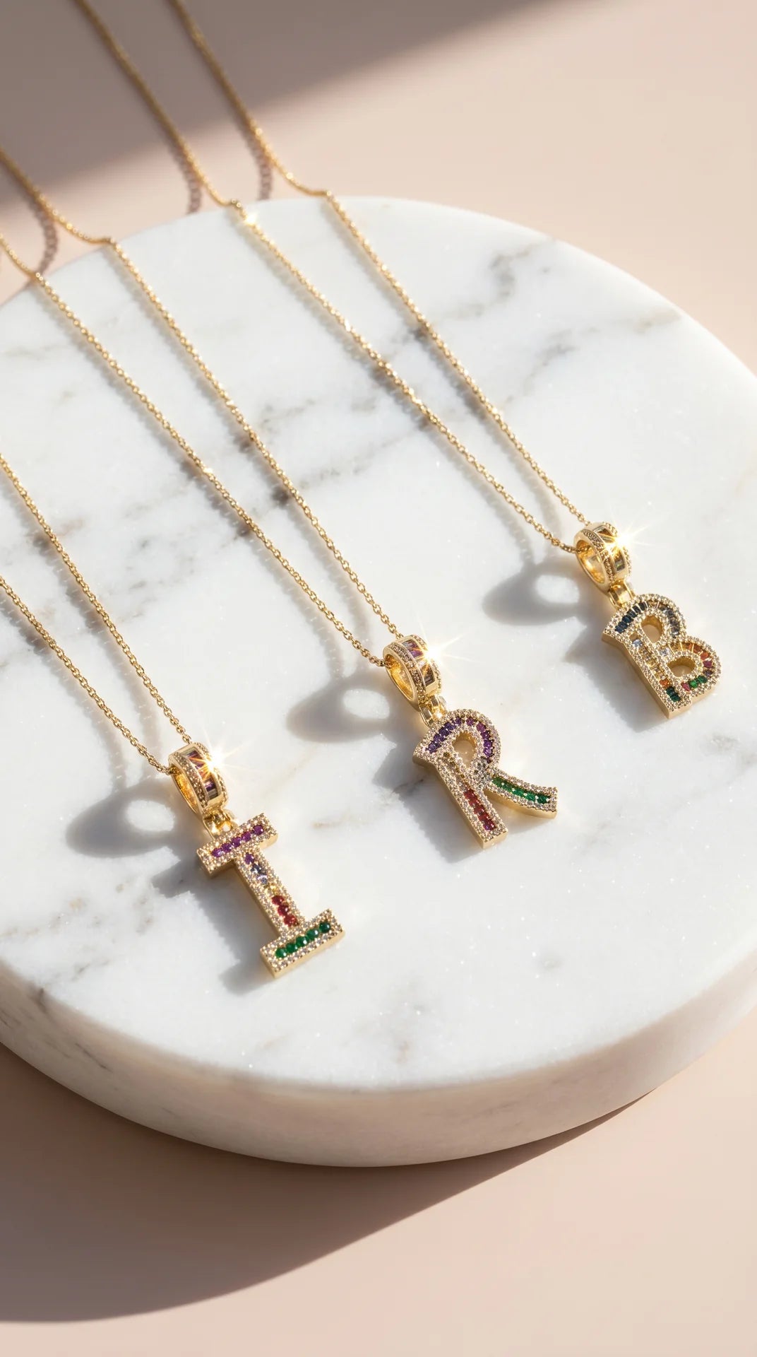 Personalised Rainbow Initial Crystal Pendant Necklace