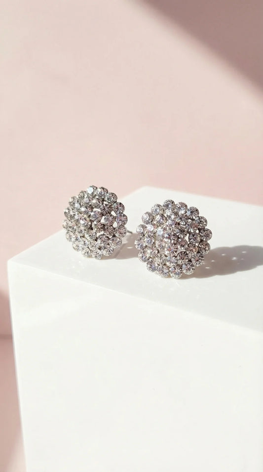 Round Cluster Crystal Non Pierced Clip On Earrings
