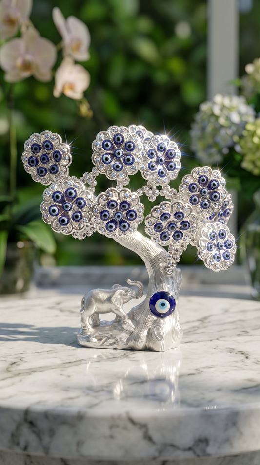 Elephant & Flower Evil Eye Tree With Gift Box