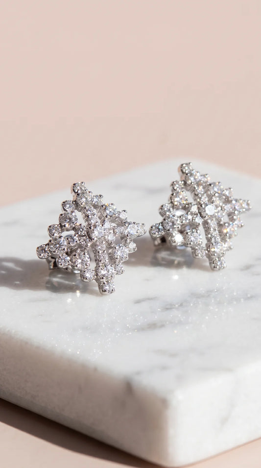 Square Crystal Stud Earrings