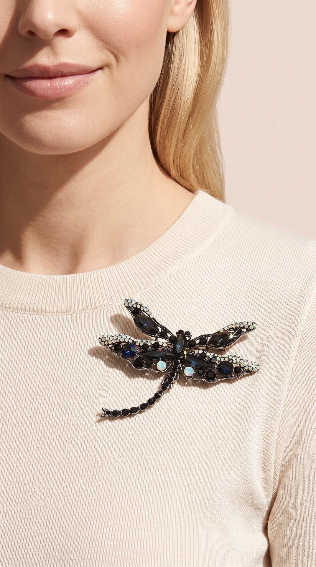 Elegant Dragonfly Rhinestone Brooch