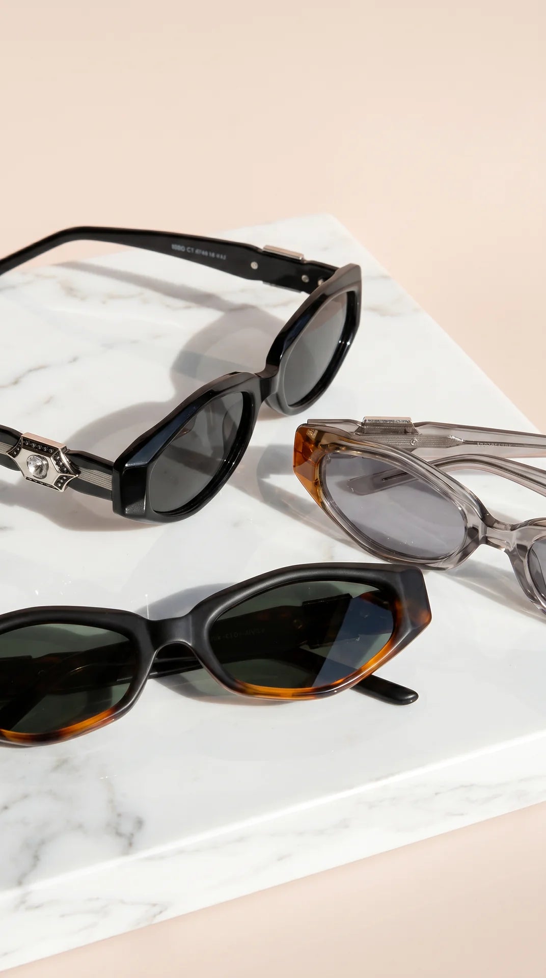 Sculpted Frame Crystal Detail Sunglasses