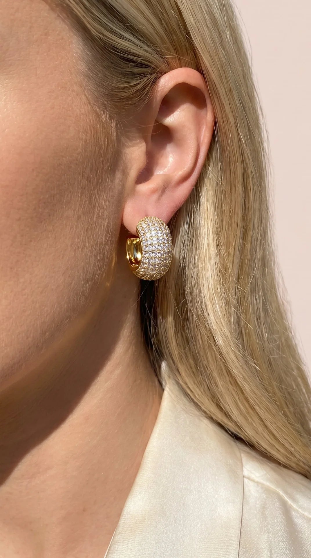 Micro Huggie Crystal Stud Earrings