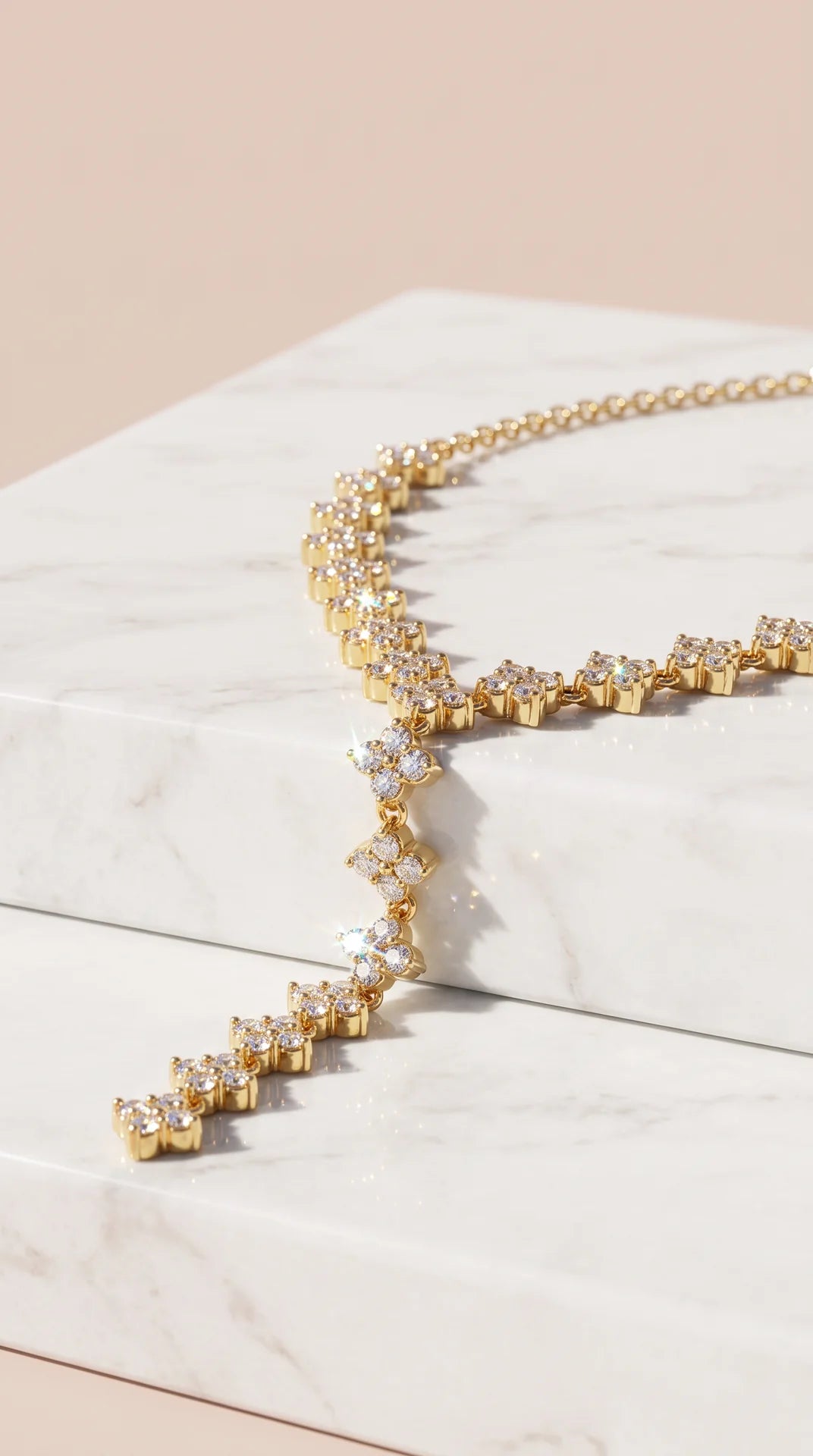 Clover Gold Plated Y Shape Necklace