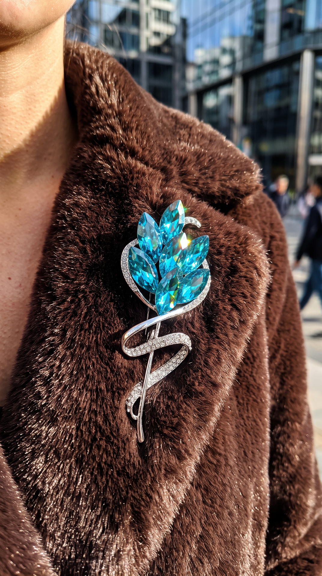 Floral Ribbon Crystal Brooch Pin