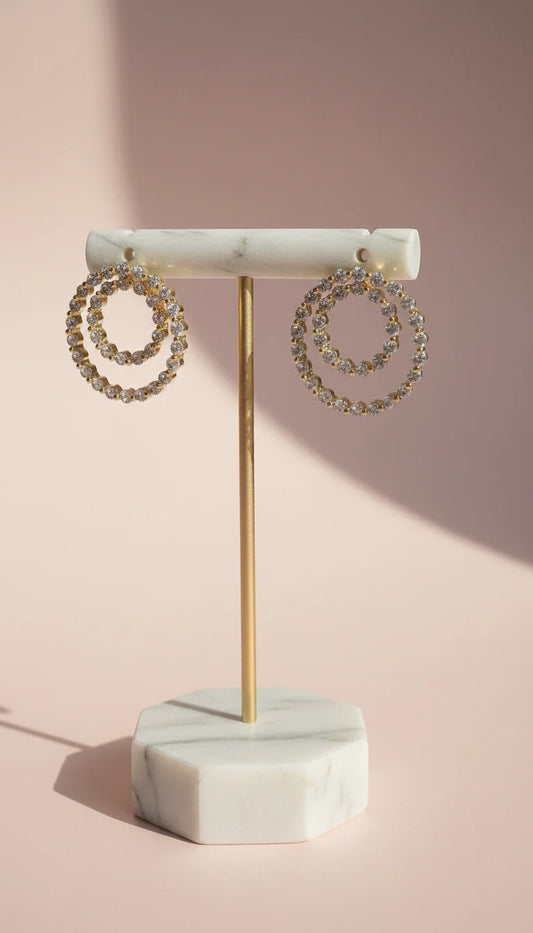 Layered Circle Crystal Stud Earrings