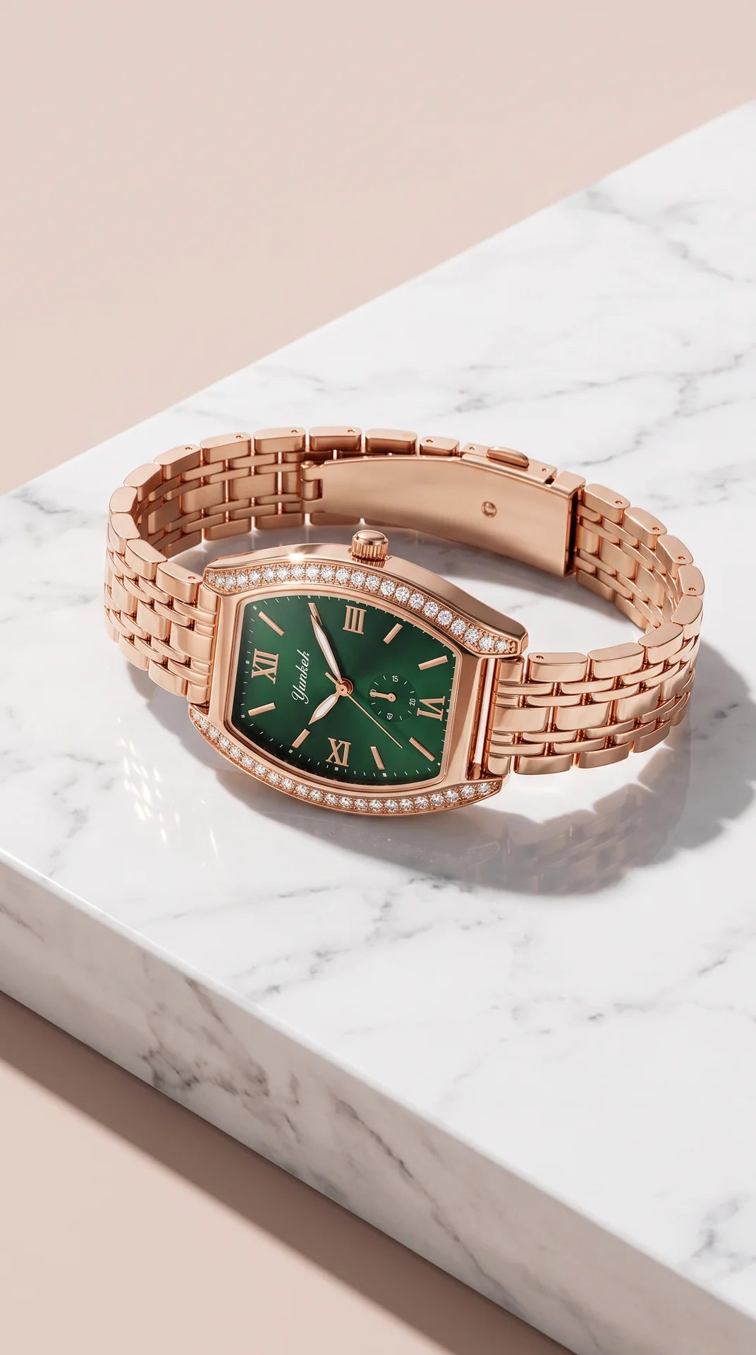 Crystal Bezel Tonneau Bracelet Watch