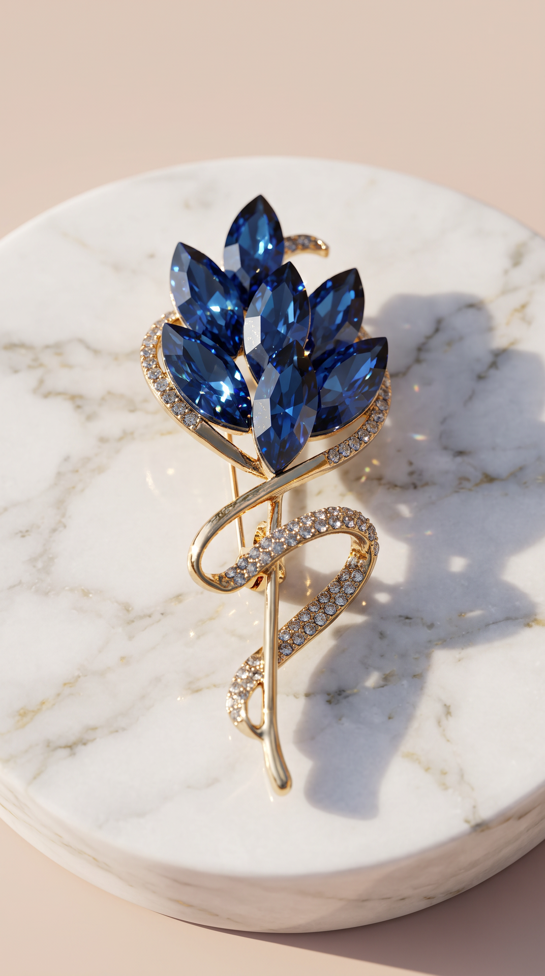 Floral Ribbon Crystal Brooch Pin