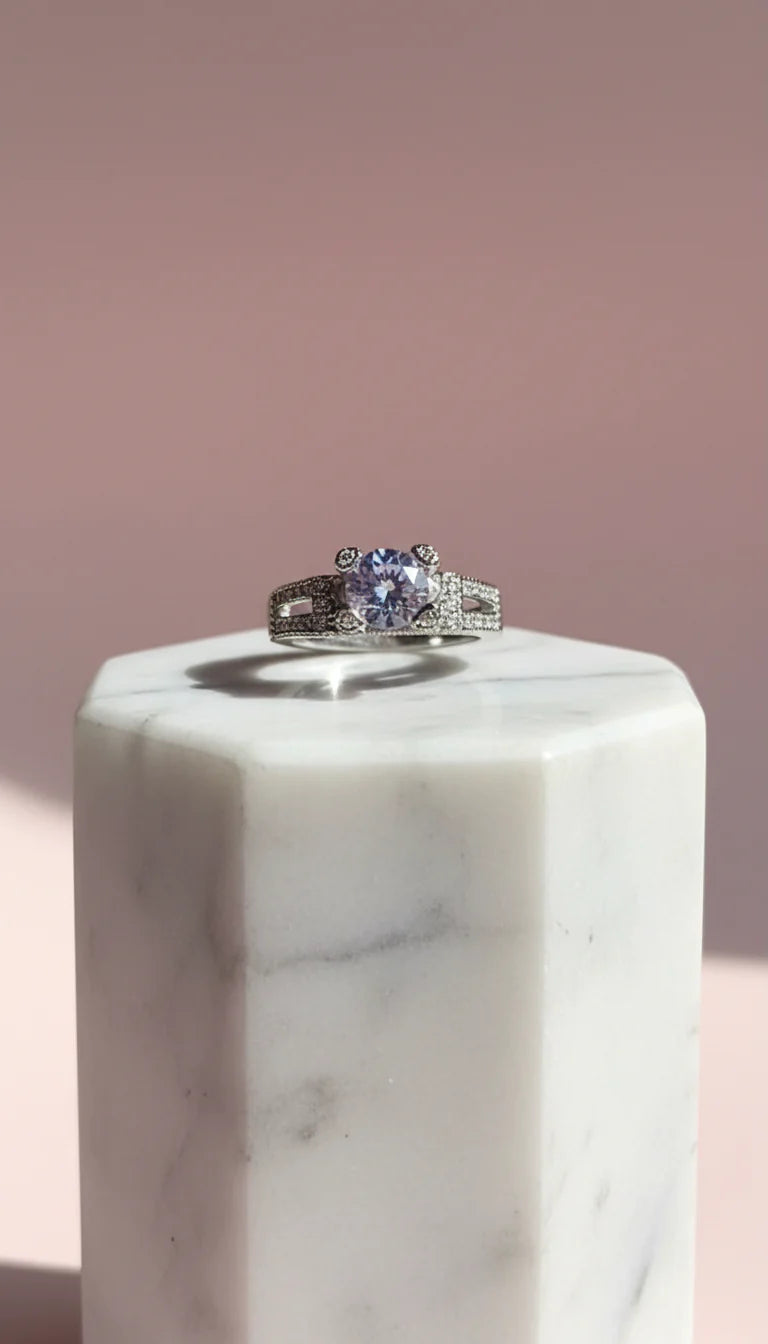 Round Cut Crystal Ring Gold Box set of 12