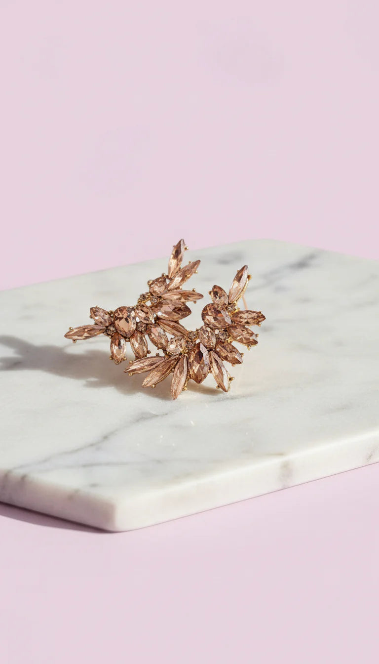 Winged Curve Crystal Stud Earrings