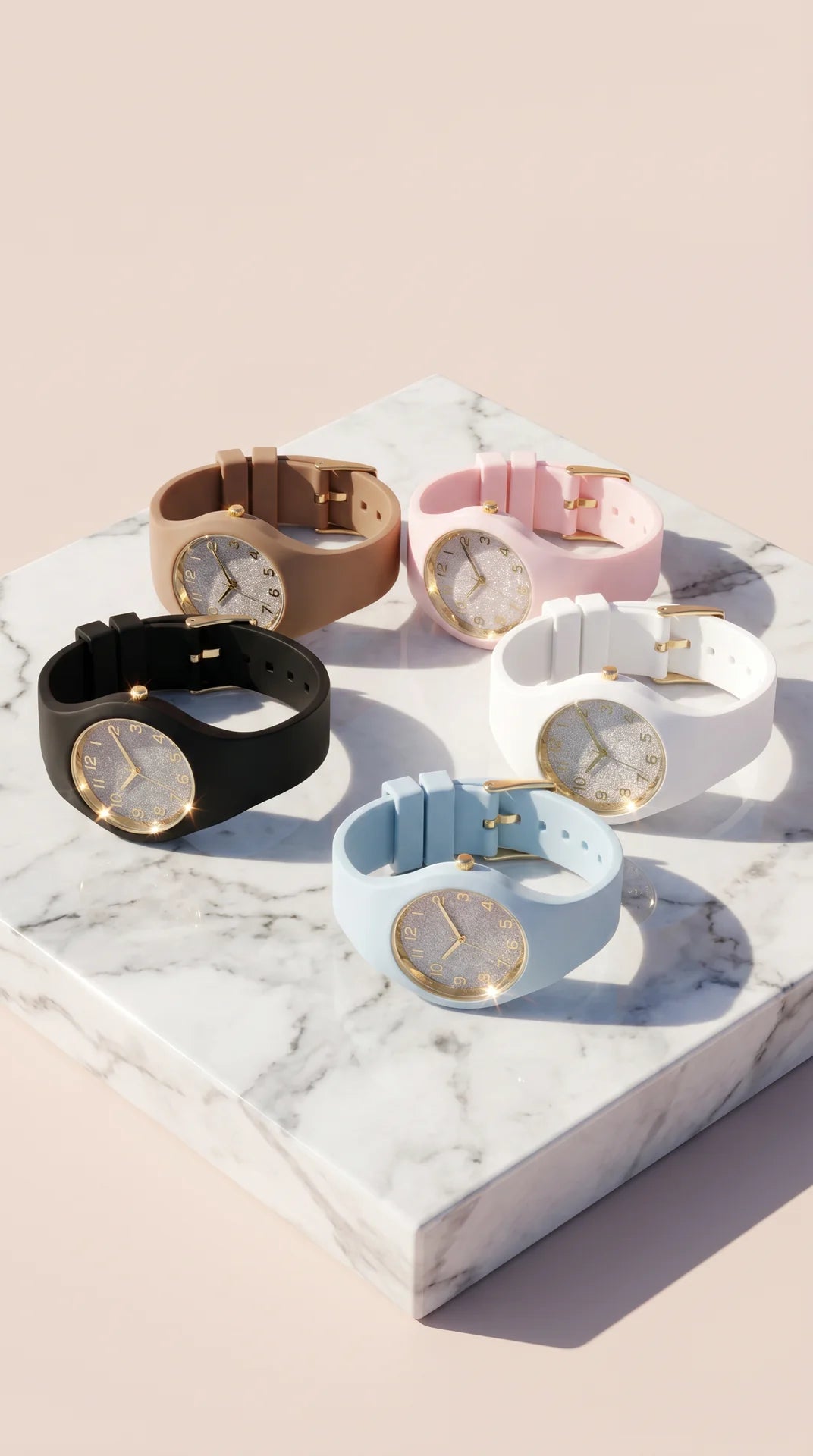 Gradient Glitter Face Silicone Watch