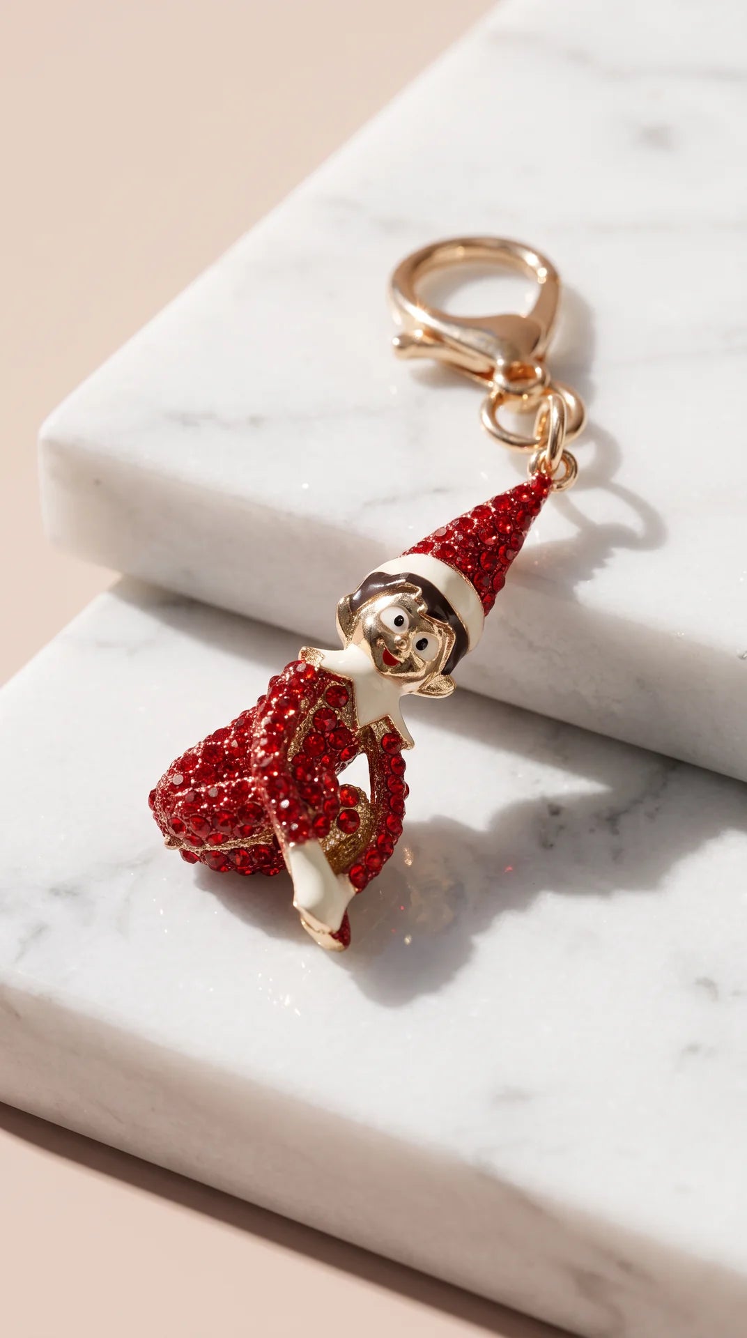 Christmas Elf On A Shelf Crystal Keyring & Bag Charm