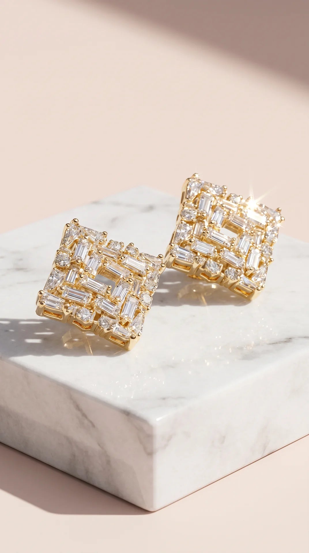 Square Baguette Cut Crystal Stud Earrings