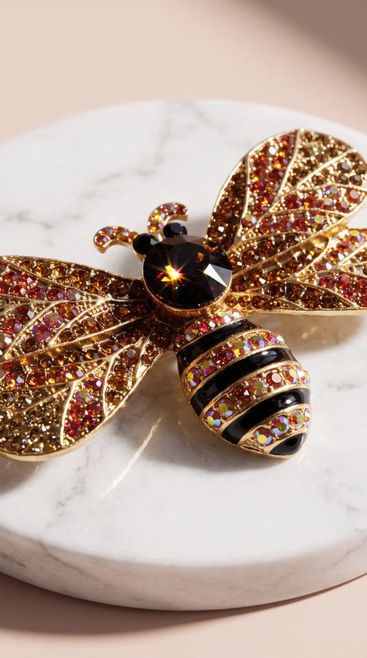 Bee Oversized Crystal Brooch Pin