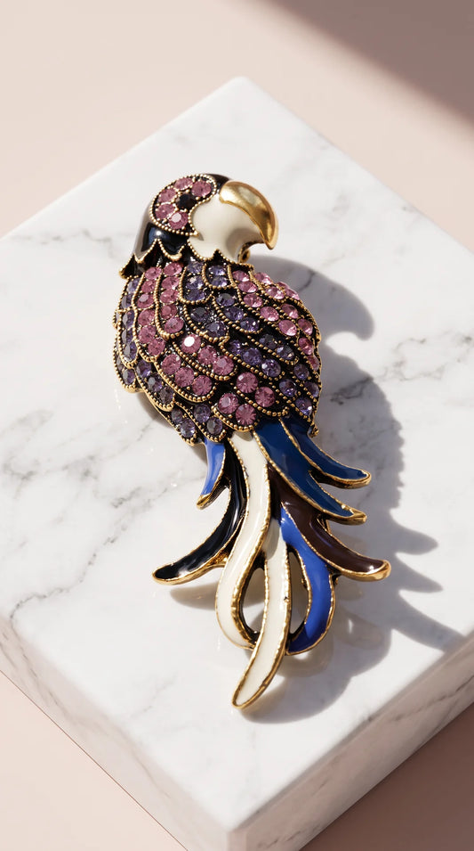 Crystal Parrot Brooch Pin