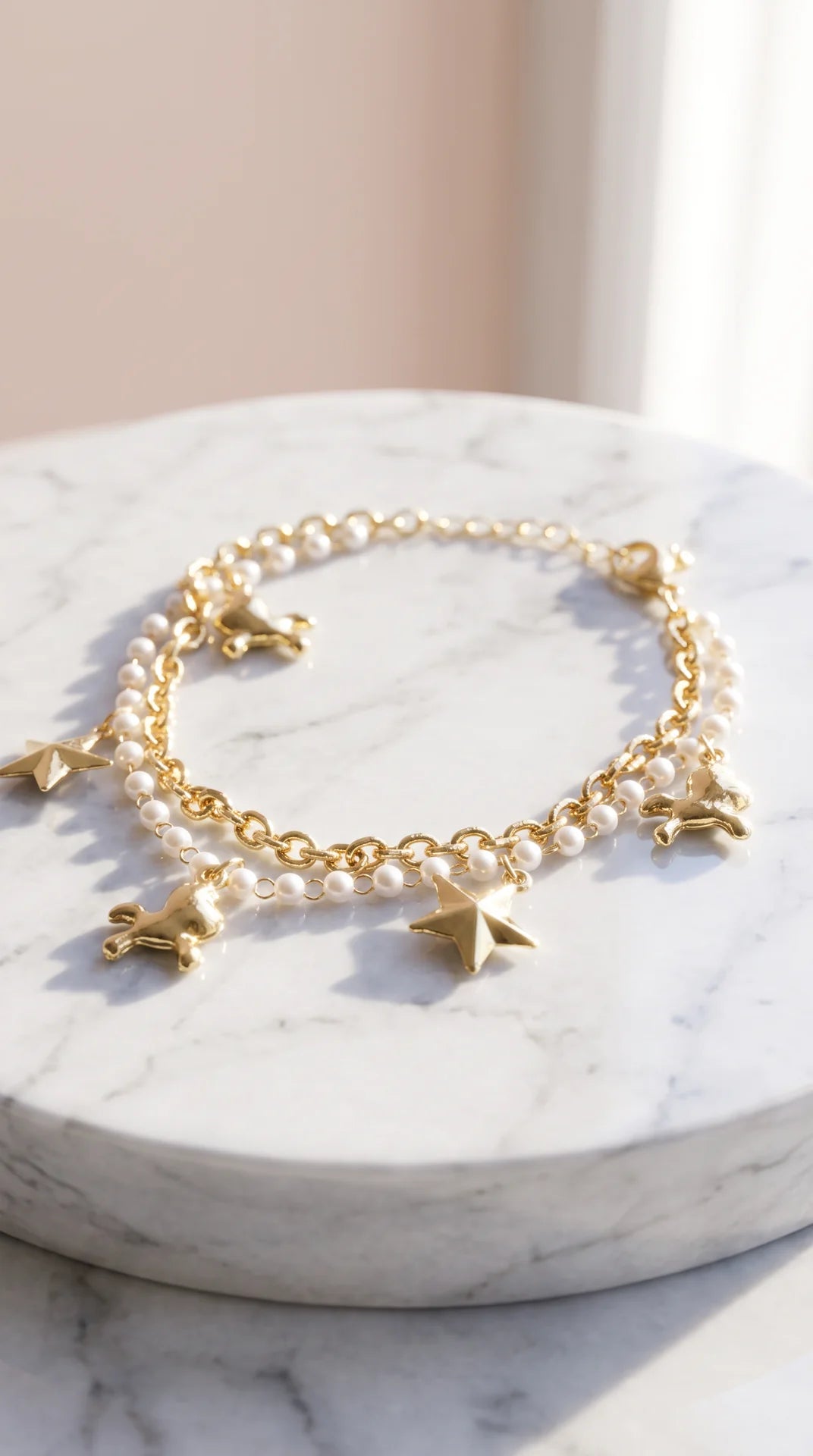 Star & Pony Pearl Charm Bracelet