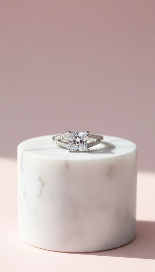 Square Cut Crystal Ring Box set of 12