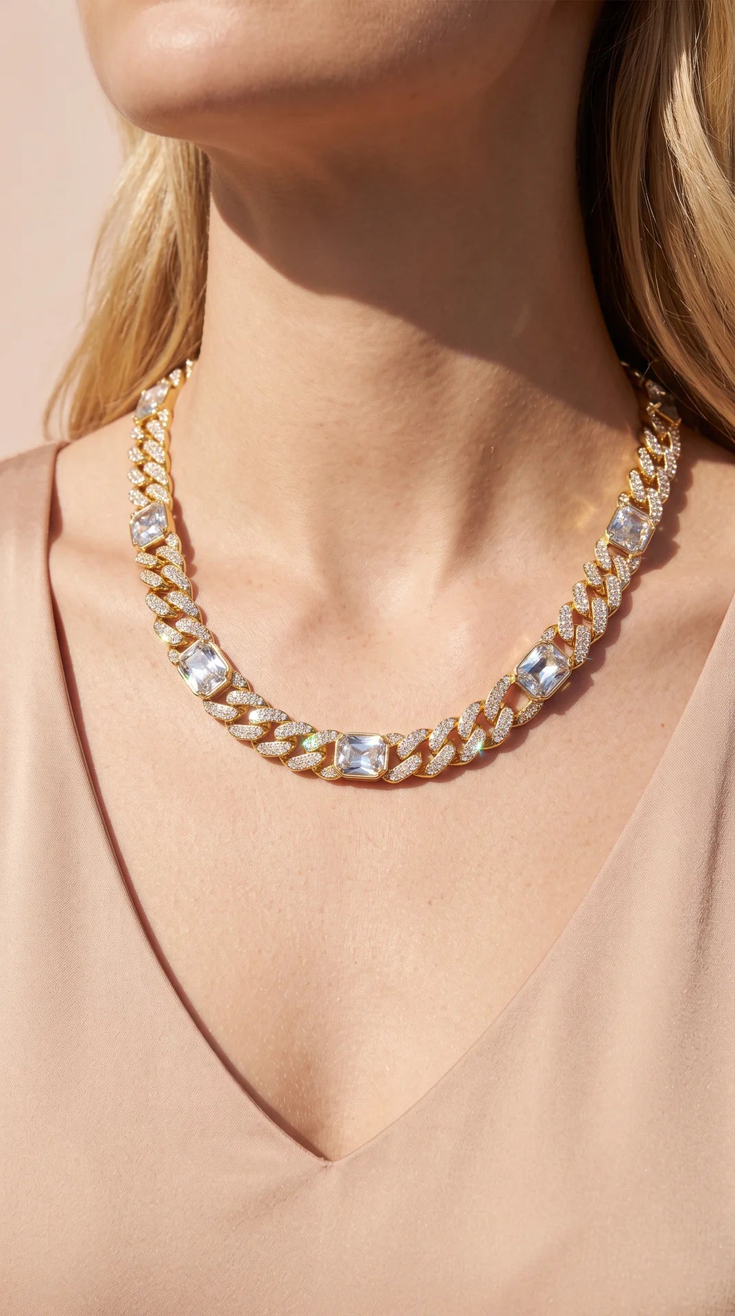 Pavé Statement Jewelled Curb Chain Necklace
