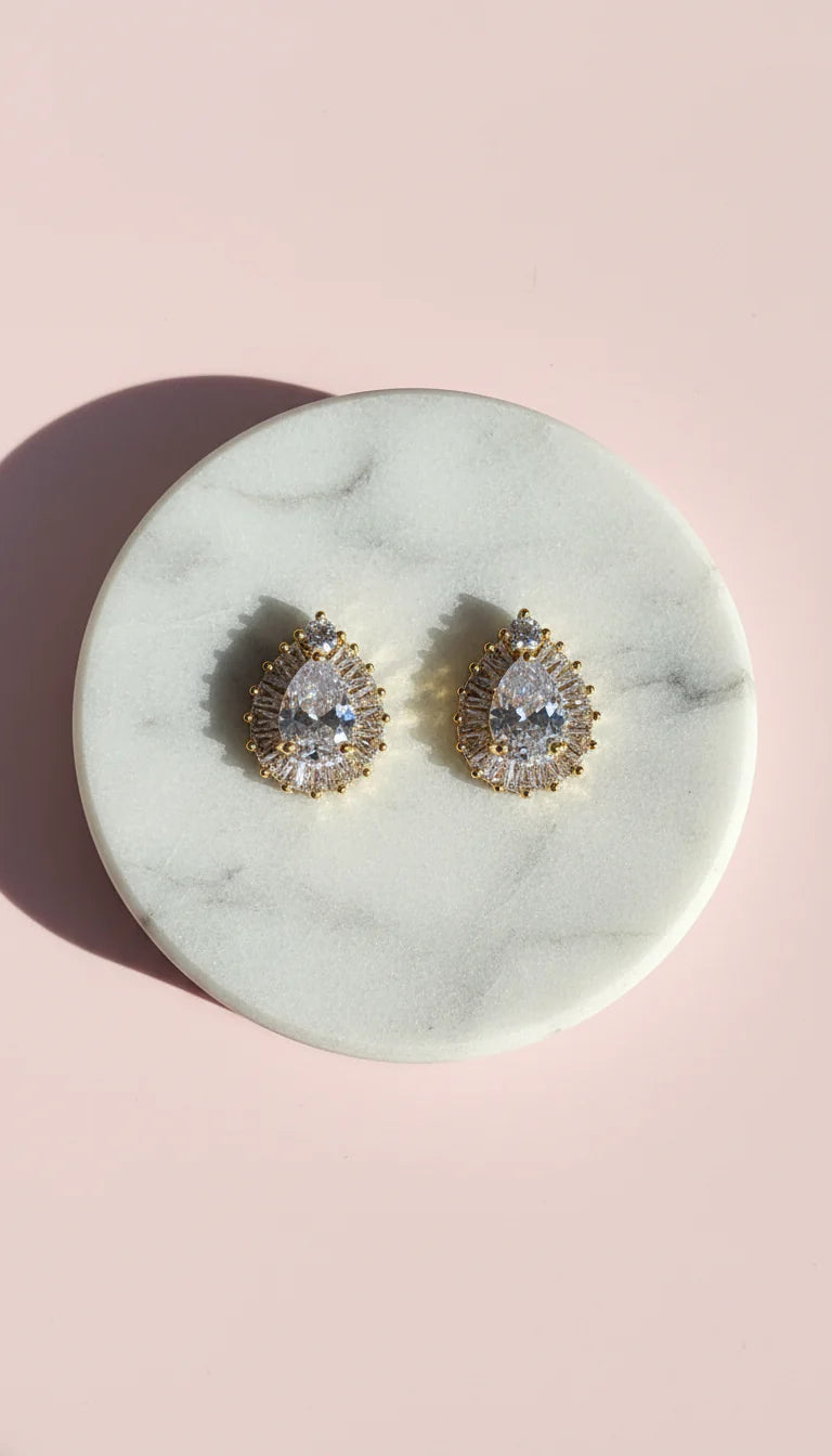 Teardrop Crystal Stud Earrings