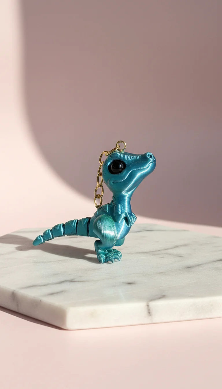 3D Printed Articulated Fantasy Baby Dinosaur : Bioplastic Fidget Key Ring