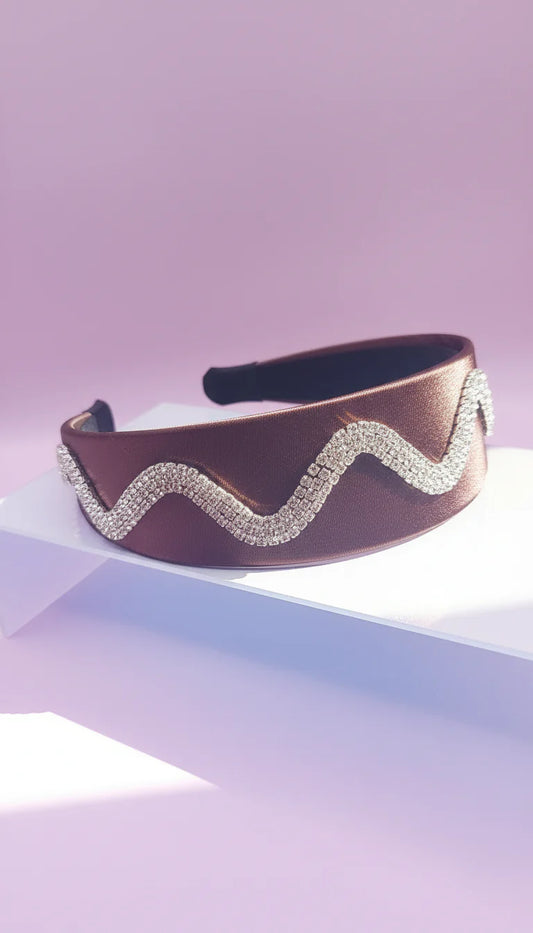 Chocolate Wavey Crystal Hair band