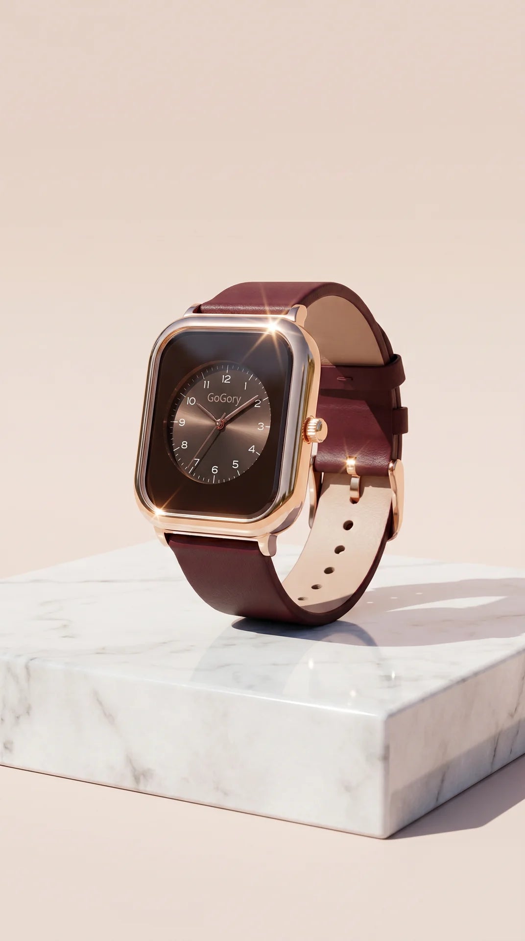 Square Gold Face Silicone Popper Closure Watch