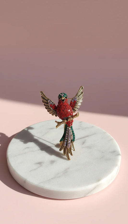 Colorful Bird Crystal Brooch Pin