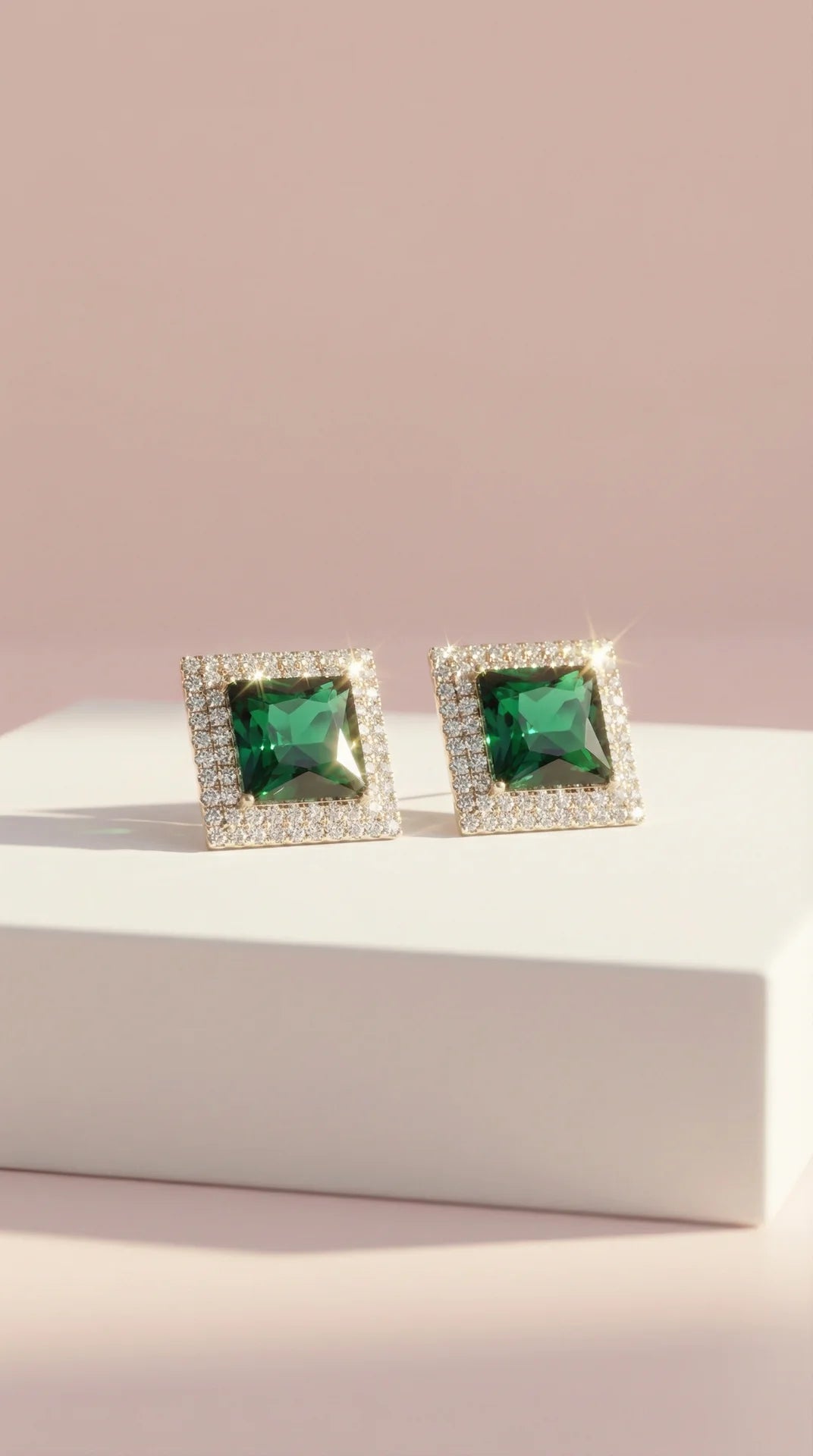 Square Crystal Non Pierced Clip On Earrings