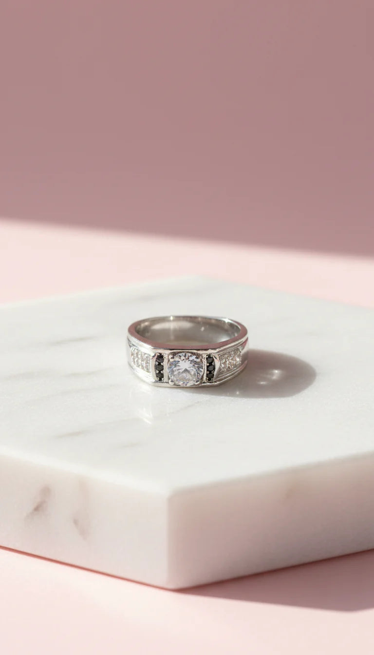 Men's Round Cut Crystal Box Set of 12 Rings