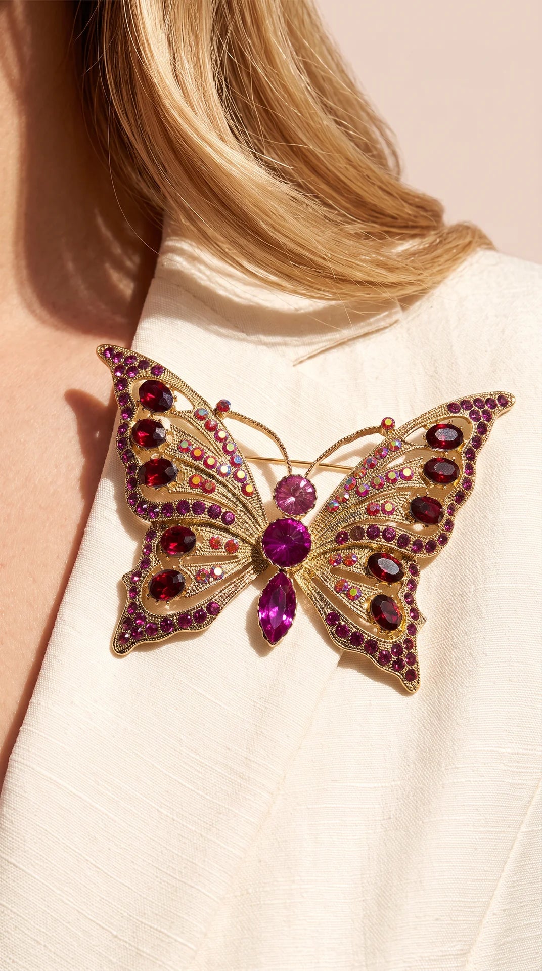 Crystal Rhinestone Oversized Butterfly Brooch Pin