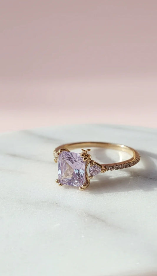 Princess Cut Crystal Gold Ring Box set of 12